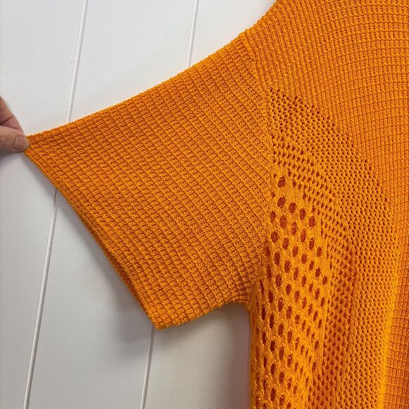 Crochet Midi Dress Women Large Orange‎ Maximalist Boho Festival Beach Semi-sheer - Picture 8 of 8